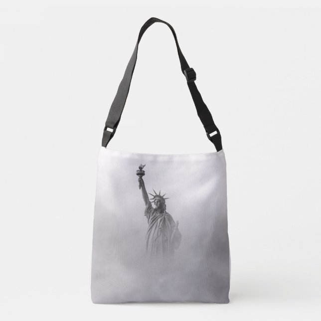 Bolso Cruzado Estatua de la Libertad América Negro y Blanco (Reverso)
