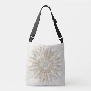 Bolso Cruzado Estilo boho orgánico ráfaga de sol mandala dorado 