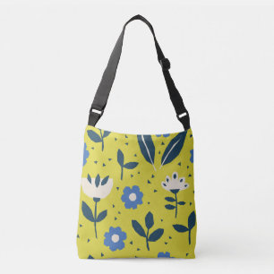 Bolso Cruzado Estilo escandinavo, patrón floral sin costuras.