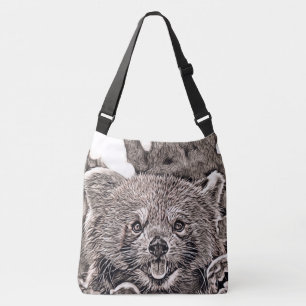 Bolso Cruzado Estilo Rústico - Panda rojo 2