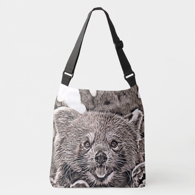 Bolso Cruzado Estilo Rústico - Panda rojo 2 (Anverso)