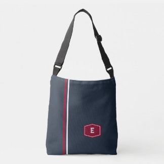 Bolso Cruzado Estilo Universidad Burgundy Navy Monograma