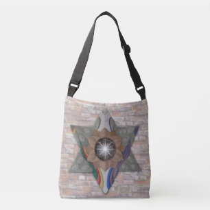 Bolso Cruzado 'Estrella de David' en cuero y ante