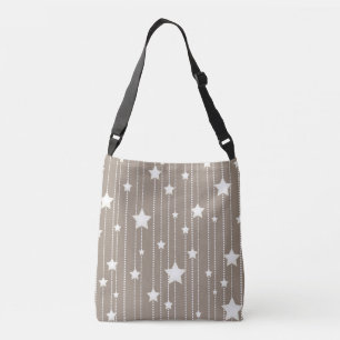 Bolso Cruzado Estrellas blancas de diseño beige, punteado y raya