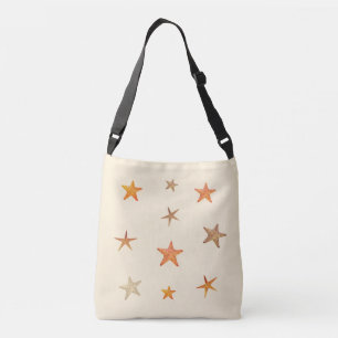 Bolso Cruzado Estrellas de mar naranjas y beige sobre marfil