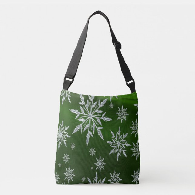 Bolso Cruzado Estrellas de Navidades verdes con cristal de hielo (Anverso)