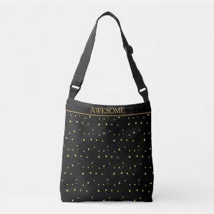 Bolso Cruzado Estrellas doradas sobre negro