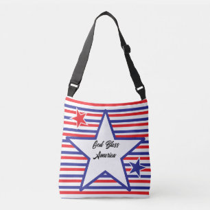 Bolso Cruzado Estrellas rojas blancas azules rayas que Dios bend