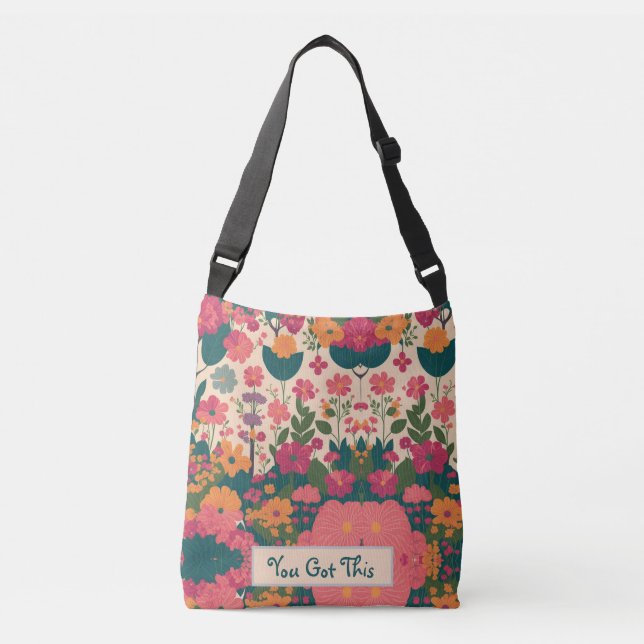 Bolso Cruzado Estudiante Floral (Anverso)