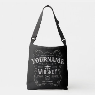 Bolso Cruzado Etiqueta de Whiskey antigua barra de licor de époc