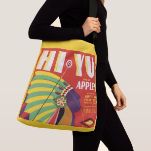 Bolso Cruzado etiqueta del crate Hi Yu Apples alrededor de 1930