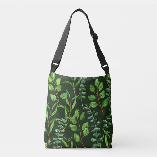 Bolso Cruzado Eucalipto sobre verde oscuro (Anverso)