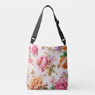 Bolso Cruzado Exquisitas flores rosadas y Naranjas. Shabby Chic