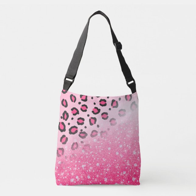 Bolso Cruzado Falso purpurina brillante del estampado leopardo (Anverso)