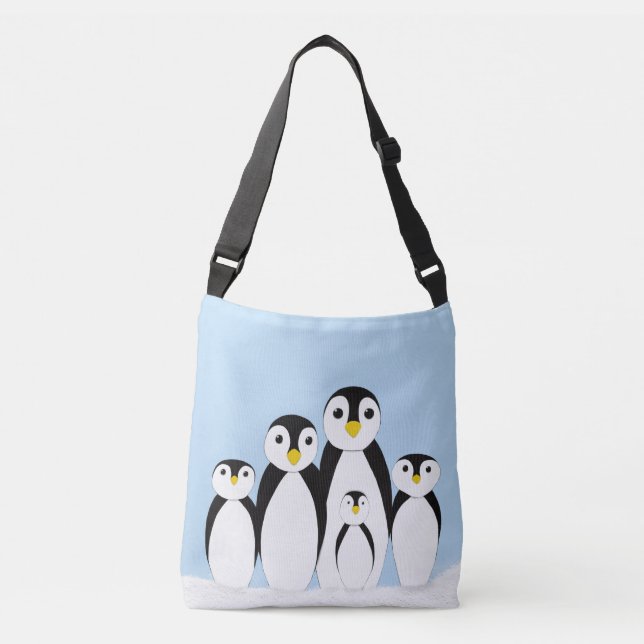 Bolso Cruzado Familia Cute Penguin (Anverso)