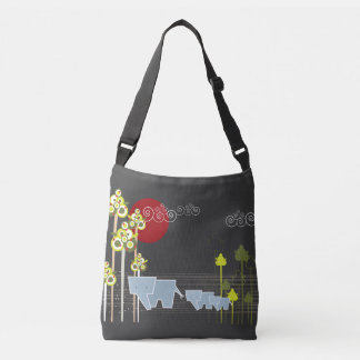 Bolso Cruzado Familia De Elefantes Whimsical En El Bosque Y Sol 