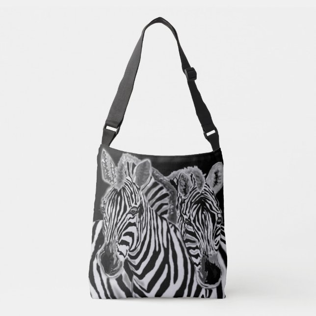 Bolso Cruzado Familia Zebras Couple Crossbody Bag (Anverso)