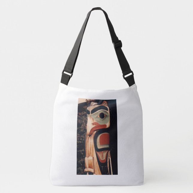 Bolso Cruzado Fancy Alaska Wood tallado Totem Pole Photo Design (Anverso)