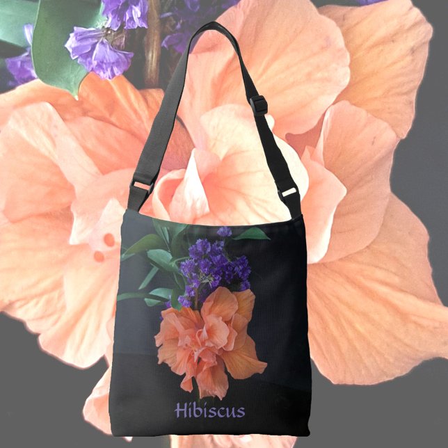 Bolso Cruzado Fancy Naranja Hibiscus Blossom Black Personalizado (Subido por el creador)