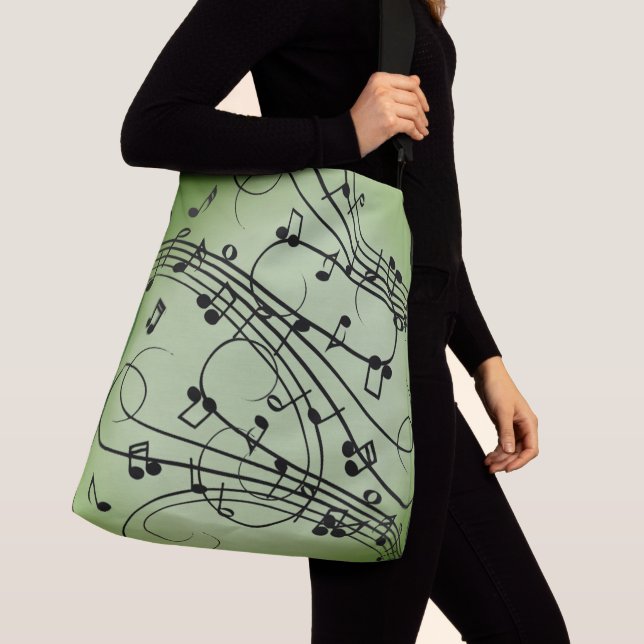 Bolso Cruzado Fancy Notes Green Music Design (Detalle)