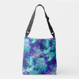 Bolso Cruzado fantasía azul con acuarelas :