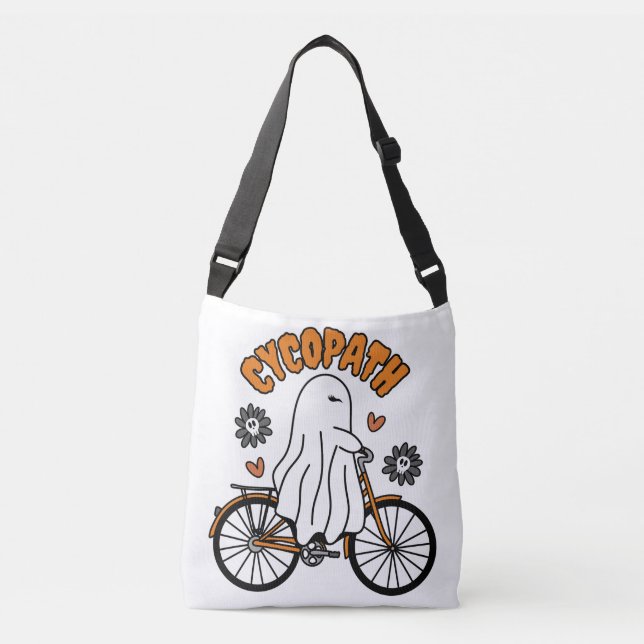 Bolso Cruzado Fantasma de Cycopath Halloween en bicicleta Naranj (Anverso)
