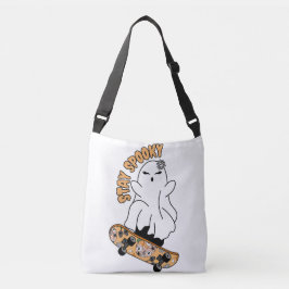 Bolso Cruzado Fantasma "Stay Spooky" en una skateboard - Naranja