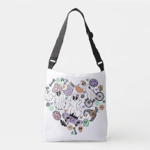 Fantasmas de Halloween retro y forma de corazón de