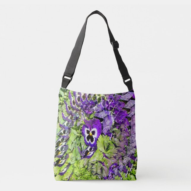 Bolso Cruzado Felices Pansies. (Anverso)