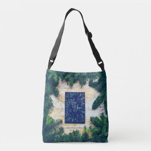 Bolso Cruzado Feliz Año Nuevo Pino Azul y Verde