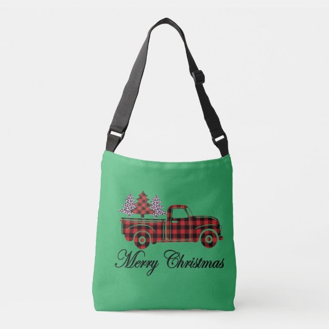Bolso Cruzado Feliz Camión de Navidad Chitas Árboles (Anverso)