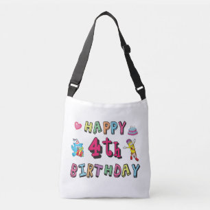 Bolso Cruzado Feliz cuarto cumpleaños. 4 años al día.