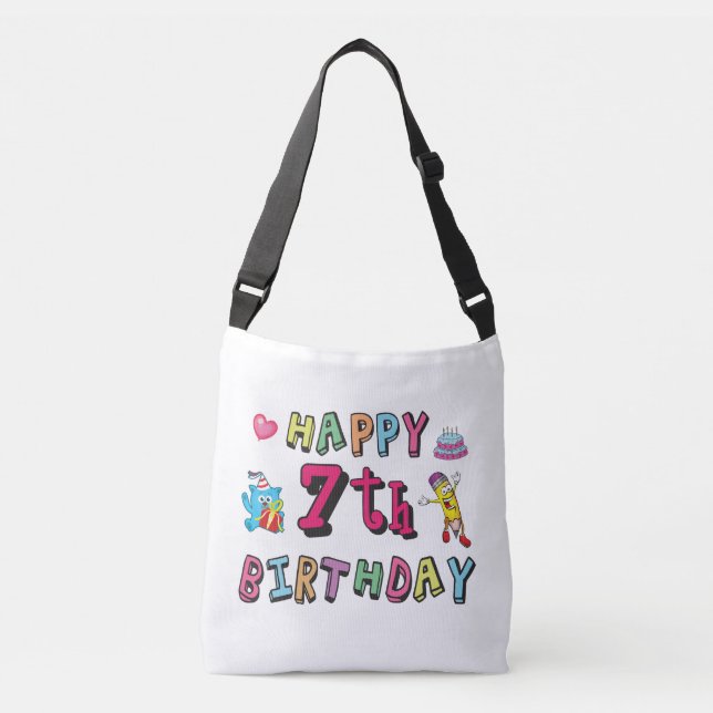 Bolso Cruzado Feliz cumpleaños 7. 7 años. (Anverso)