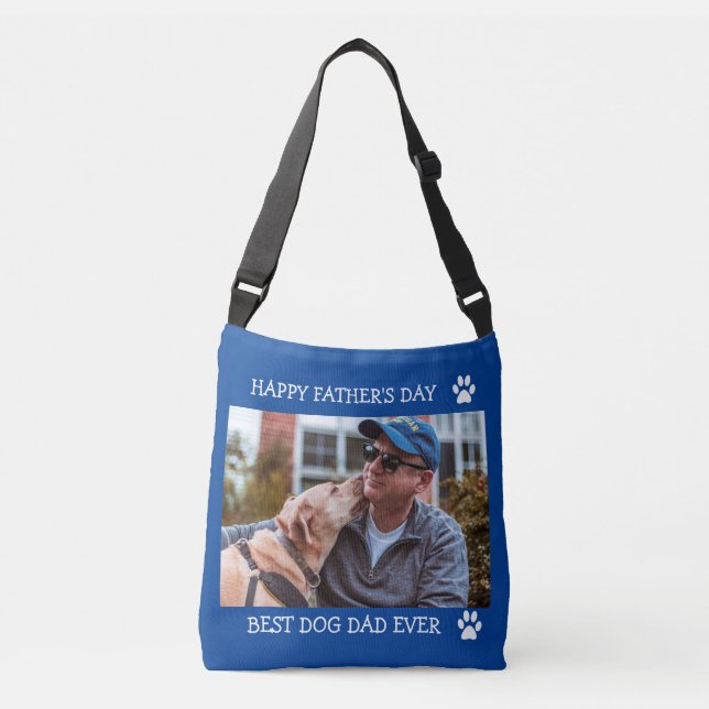 Bolso Cruzado Feliz Día del Padre mejor perro papá Personalizado (Anverso)