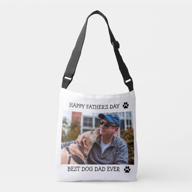 Bolso Cruzado Feliz Día del Padre mejor perro papá Personalizado (Anverso)