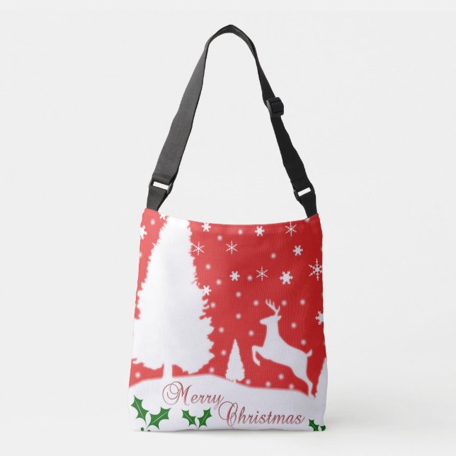 Bolso Cruzado Feliz Navidad Invierno Snowflakes (Anverso)