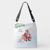Feliz Navidad! Papá Noel con gato y perro