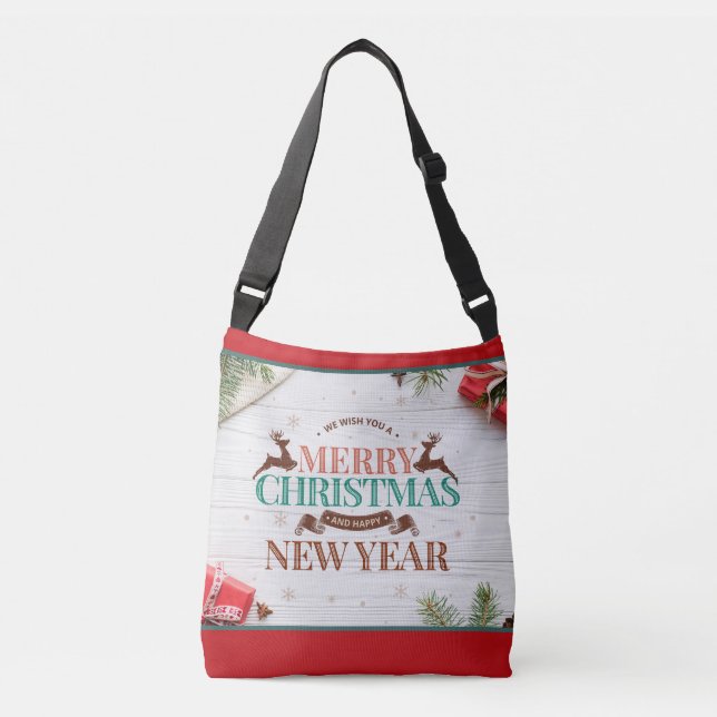 Bolso Cruzado Feliz Navidad Rusa | Vacaciones (Anverso)
