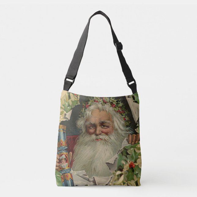 Bolso Cruzado Feliz Navidad Santa Claus Clásico antiguo (Anverso)