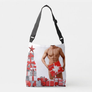 Bolso Cruzado Feliz Navidad SlipperyJoe regalo rojo blanco plate