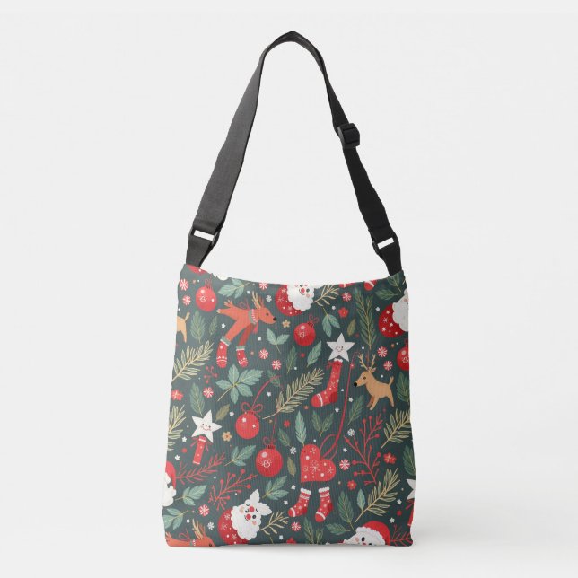Bolso Cruzado Feliz Navidad Whimsy (Anverso)
