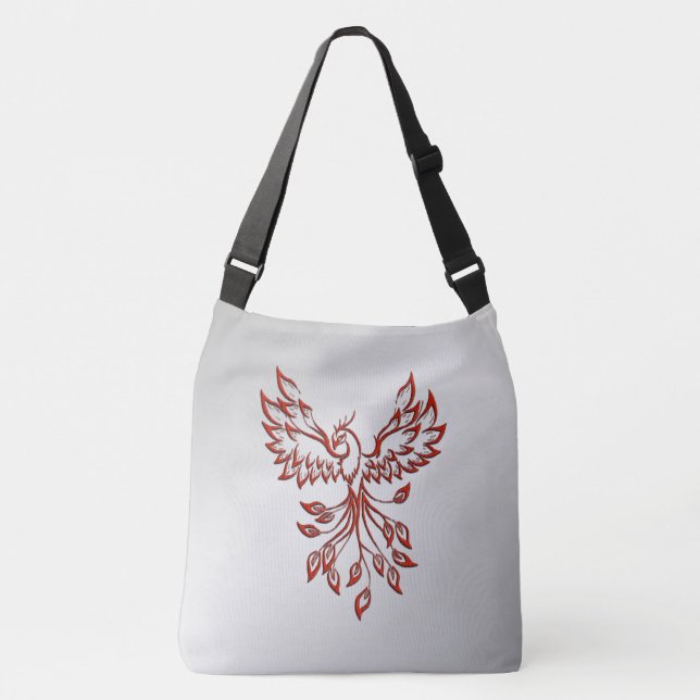 Bolso Cruzado Fénix Rojo Se Levanta Plata (Anverso)