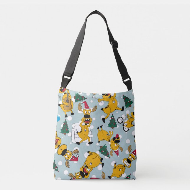 Bolso Cruzado Festividad de ciervos: Diseño del patrón de Navida (Anverso)