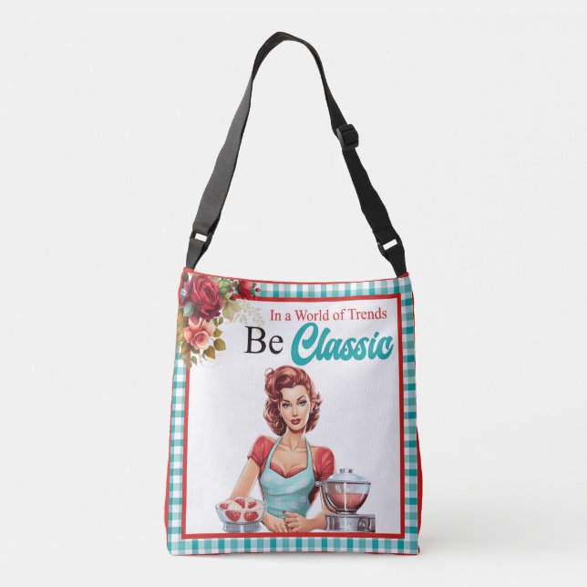 Bolso Cruzado Fiesta de Bachelorette de Pinup Azul Clásico (Reverso)