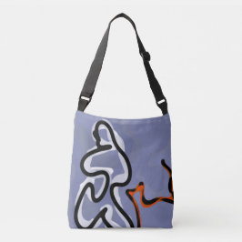 Bolso Cruzado Figura con Línea: Azul abstracto, Naranja, B y W