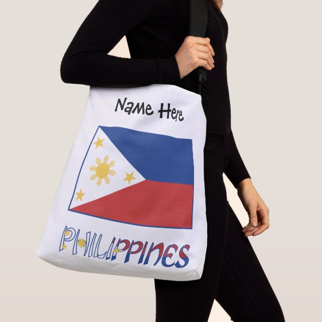 Bolso Cruzado Filipinas y la bandera filipina y tu nombre (Detalle)