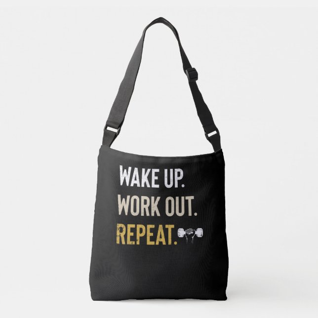 Bolso Cruzado Fitness Gym Motivación Despertar El Trabajo Repito (Anverso)