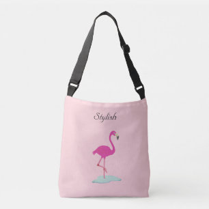 Bolso Cruzado Flamenco elegante sobre rosa milenial