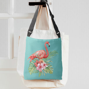 Bolso Cruzado Flamenco Tropical Floral Aqua Azul