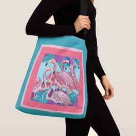 Bolso Cruzado Flamencos rosados en rosa y menta